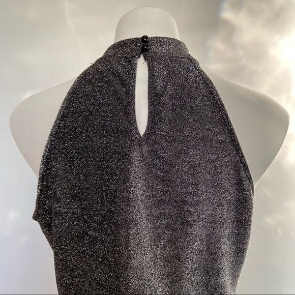 Shein Mesh Insert Glitter Halter top NYE Holiday - Picture 11 of 11